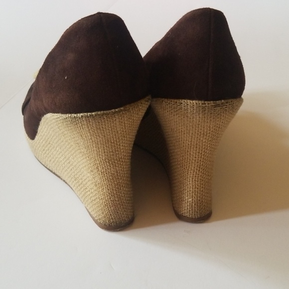 Chocolate Brown Suede Wedges - Picture 4 of 6